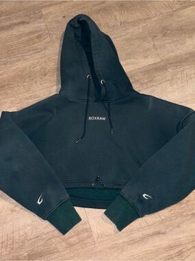 BOXRAW Women's Cropped Hoodie Jacket in Dark Green